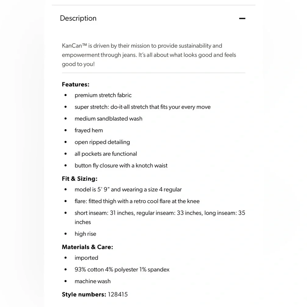 KanCan Flare High Rise Ripped Button Fly Jean - Picture 2 of 16